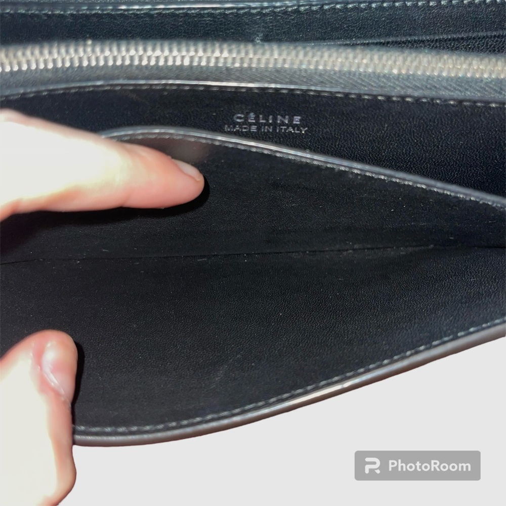 CELINE Red Orange Pebbled Leather Long Flap Wallet - Picture 7 of 17